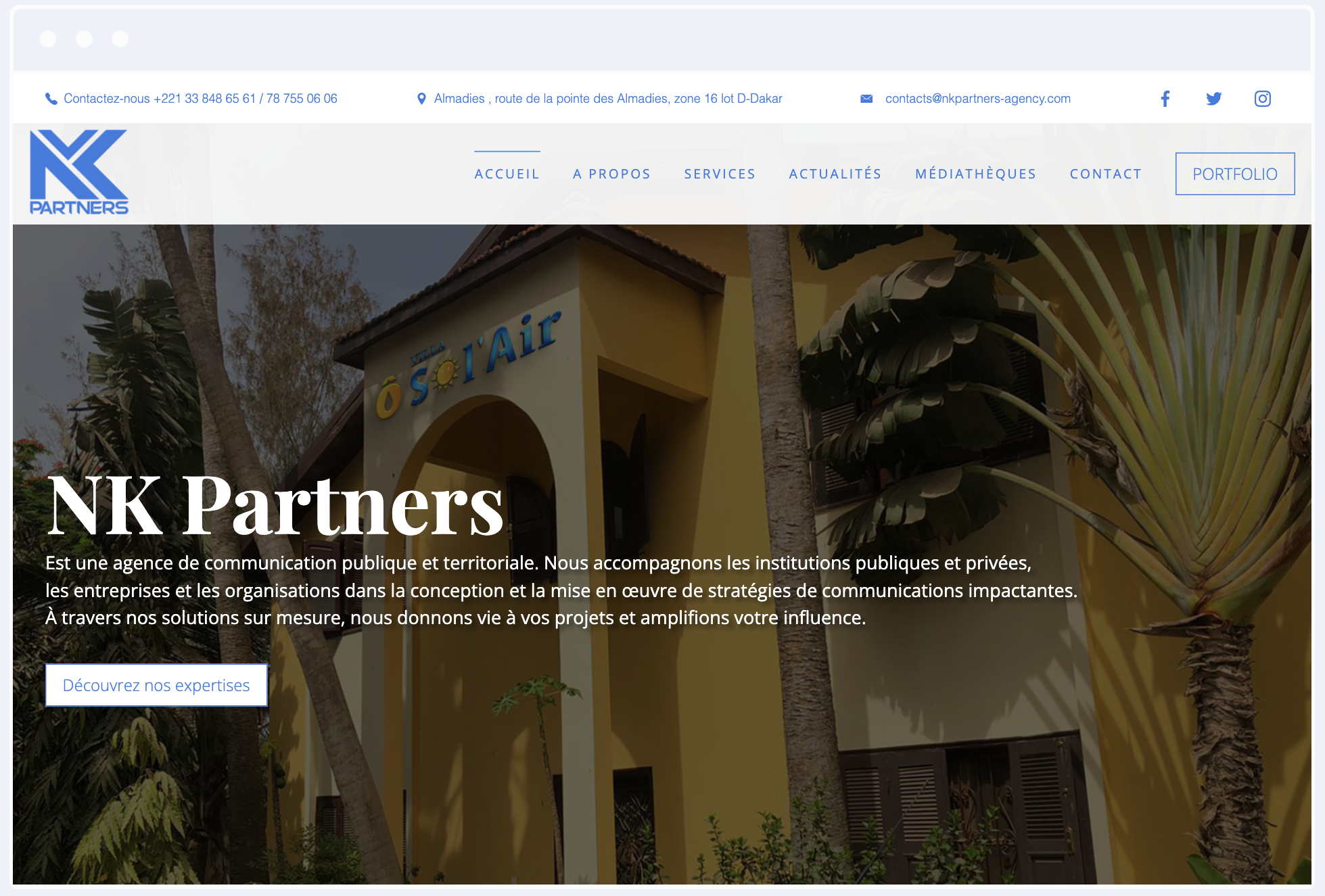 Capture d'écran du site desktop