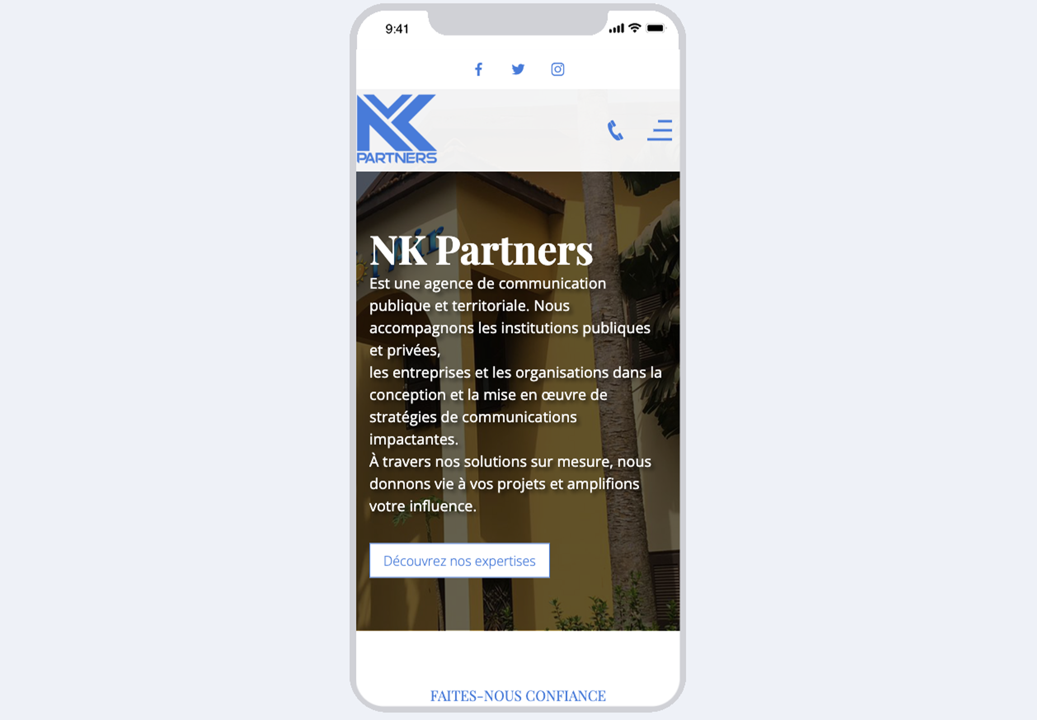Capture d'écran de l'interface mobile